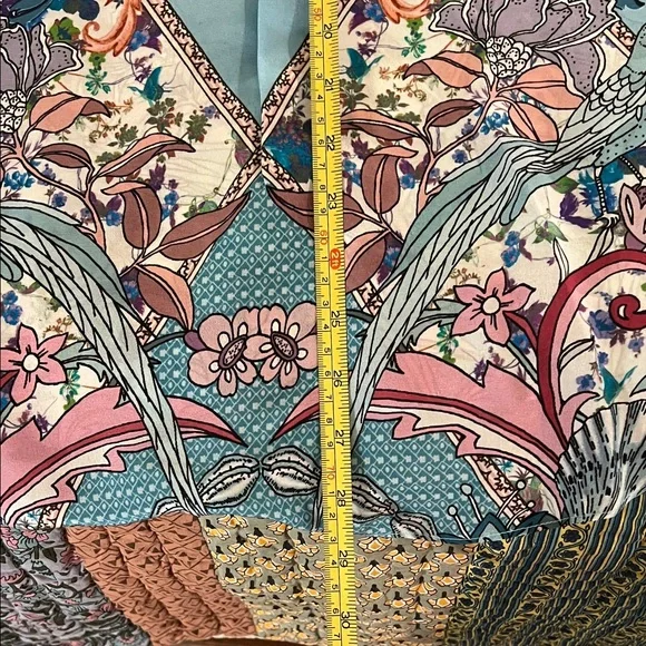 Hale Bob Blue and Pink Floral Beaded Silk Blouse, NWT, XL - Picture 7 of 11